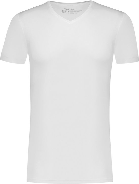 Wit t-shirt met v-hals van Ten Cate, met label op de nek.
