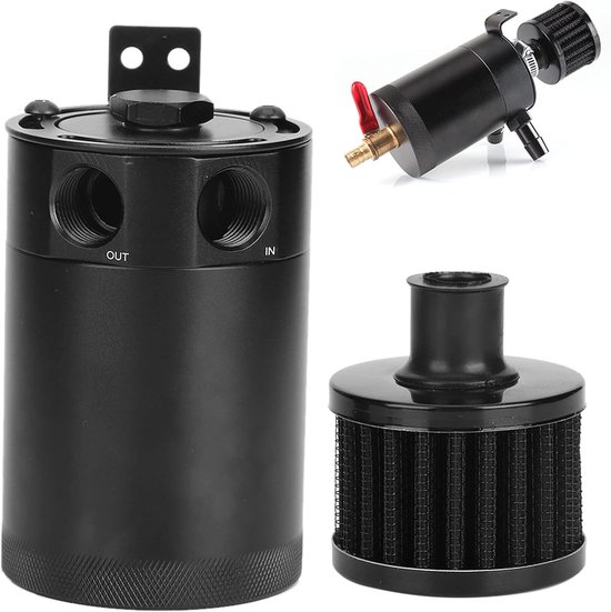 Olie Reservoir - Universele Olie Catch Can - 2 Port Reservoir Tank Met Aftapkraan - Verbijsterd - 5 Oz Capaciteit van Merkloos	 — afbeelding 2