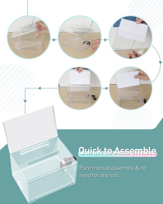 1 Pak Acryl Donatiebox Met Slot, Doorzichtige Stembus Met Bordhouder Suggestiebox Voor Fondsenwerving