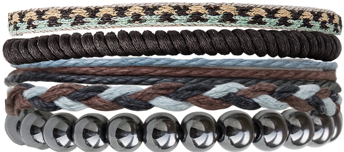 Azurro Nerino Heren Armbanden Set – Mixed Handgemaakt Natuursteen & Touw Designs – Verstelbaar 19–24 cm - Cadeau voor Mannen & Vaderdag – Mediterrane Stijl