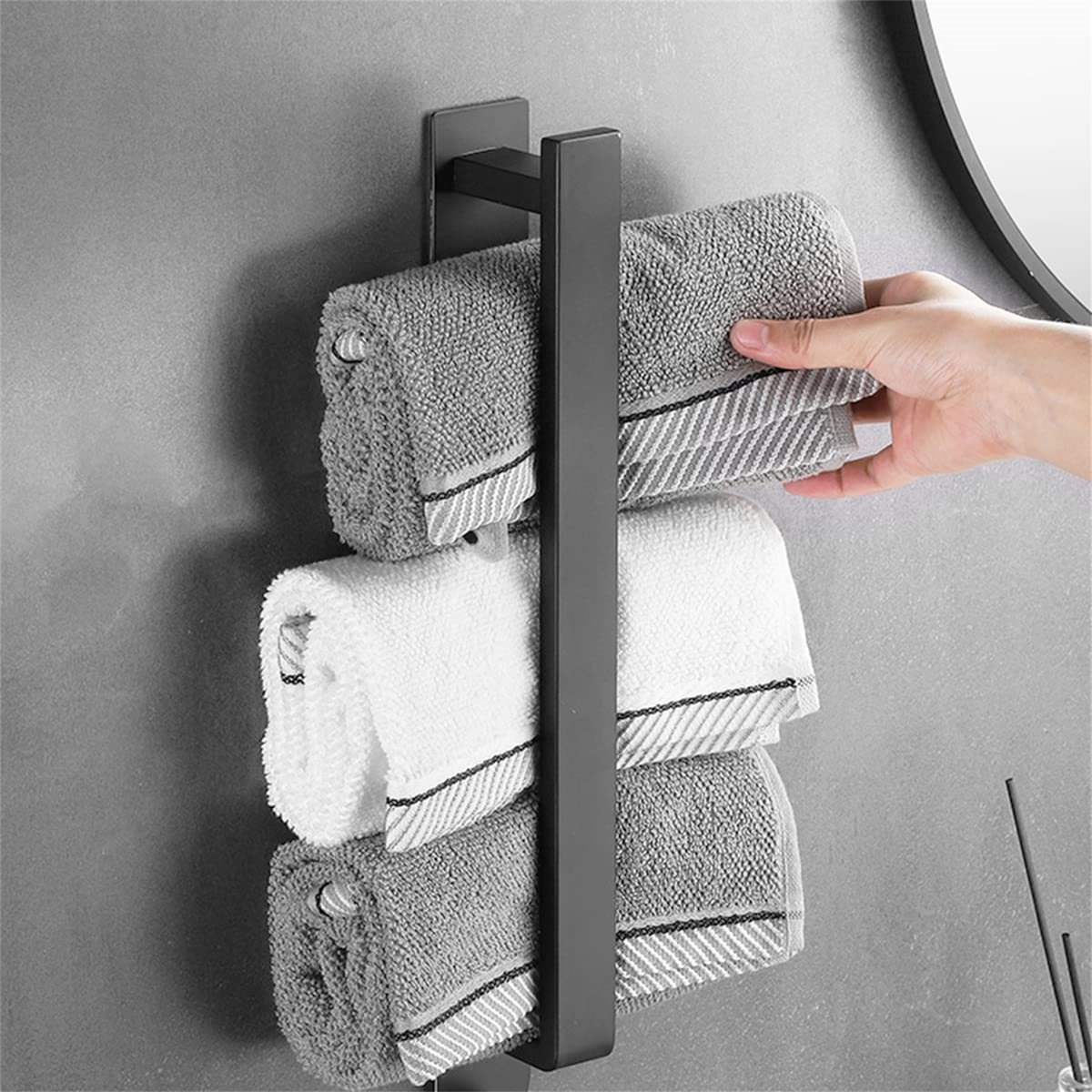 Zelfklevende Handdoekhouder 40 cm – RVS 304 Roestvrijstaal Handdoekstang zonder Boren, Badkamer Keuken Accessoire met Extra Haak