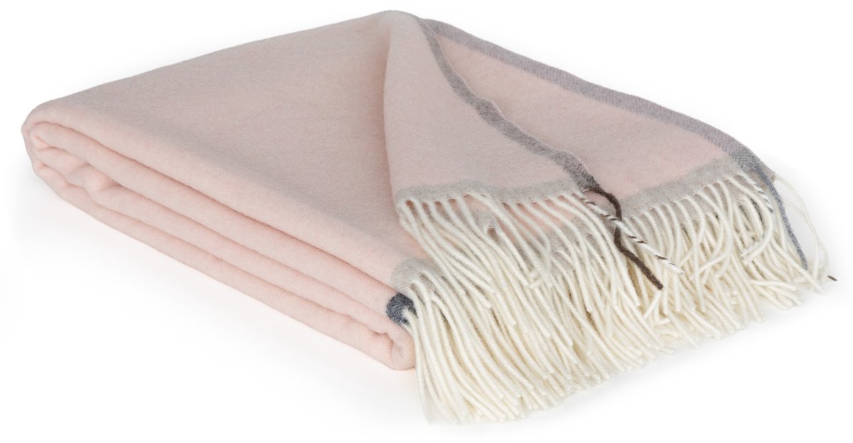 Most Plaid Milano rosa orlo - 90% Merino wol, 10% Kasjmier wol - 140 x 200 cm - roze