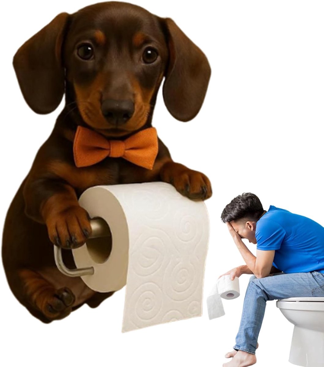 Reserverolhouder Vrijstaand - WC Papier Houder Hangend - WC rolhouder Wandhouder - Kat - Zwart
