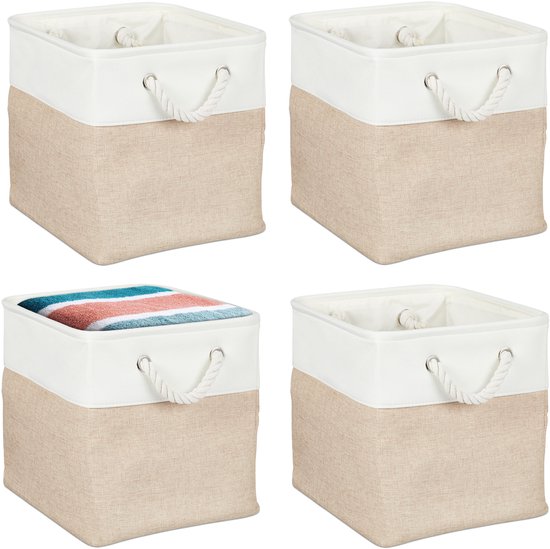 Panier de rangement en lin - lot de 2 - 28x28x28 cm - salle de bain - speelgoed