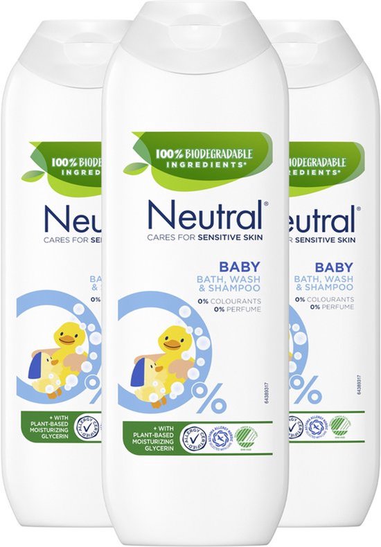 Neutral 0% Baby Shampoo Parfumvrij - 3 x 250 ml - Voordeelverpakking