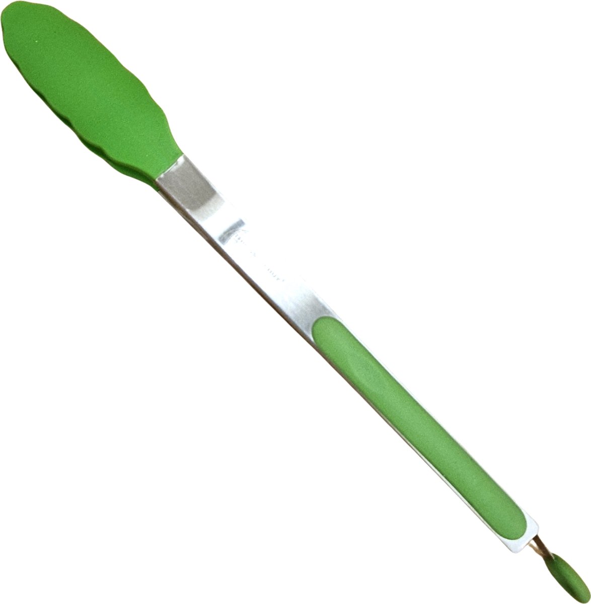 THINGS-TO-BUY – BBQ Tang – Keukentang – 34 cm – Siliconen/RVS – Groen – Hittebestendig – Voor Grill, Slakom ,Koekenpan