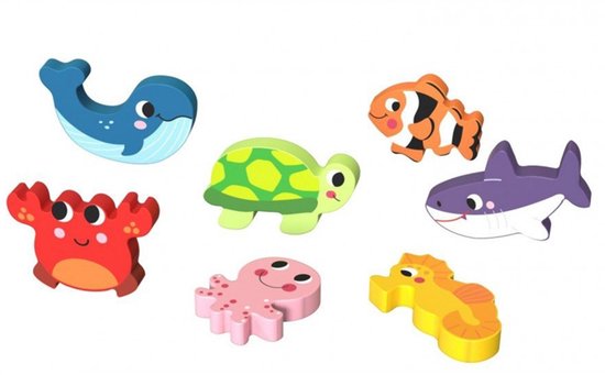 TOOKY TOY - Montessori Houten Puzzel Zee Wereld 7-delig van Tooky Toy — afbeelding 4