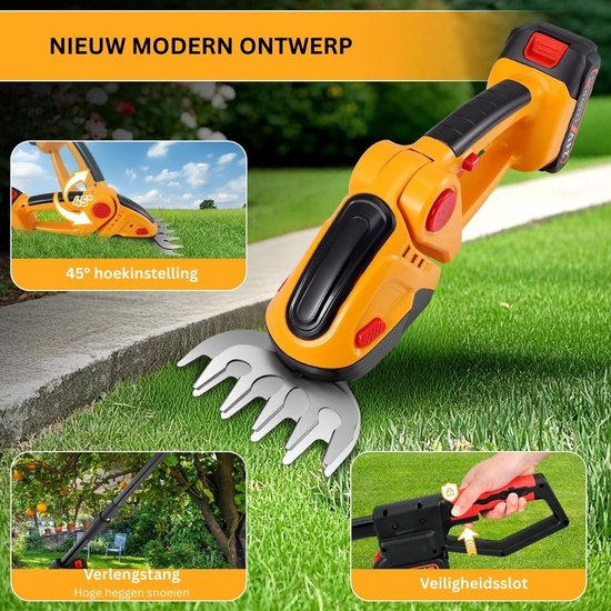 Telescopische Snoeischaar - Mini Kettingzaag - Heggenschaar - Takkenschaar - Takkenzaag - Elektrische Snoeizaag met Accu - Oranje van Merkloos	 — afbeelding 3