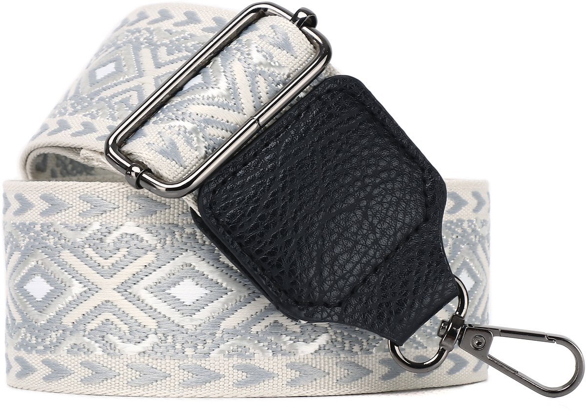 Eleganci® - Canvas Tassenriem - Universeel - Bag strap - Schouderband - Verstelbaar - Tassenhengsel - Tassenband - 140 cm lang - 5,5 cm breed - Roestvrijstaal - Grijs