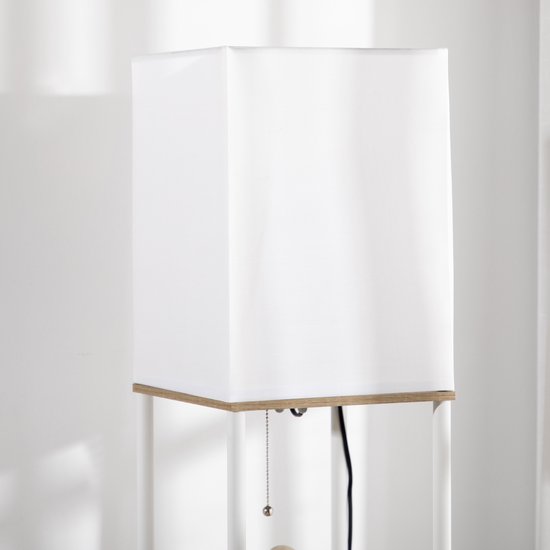 HOMCOM-Stehlampe-MDF, Métal-26L x 26W x 159H cm-Blanc