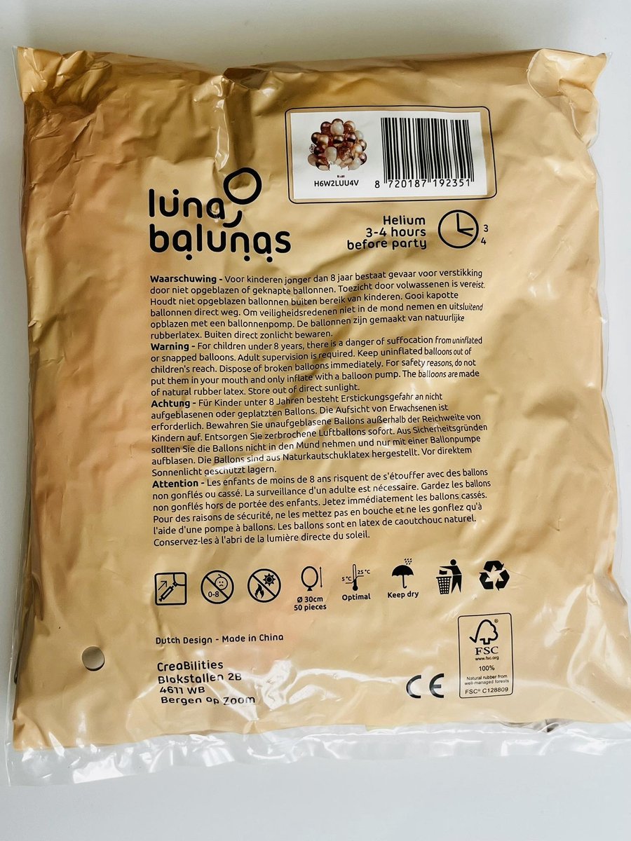 Luna Balunas Glam Tan Rosé Goud Latex Ballonnen Champagne Goud 50 St. Communie Geslaagd Verjaardag Decoratie Versiering - Eco friendly FSC — afbeelding 7