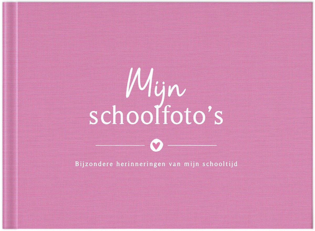 Fyllbooks - Schoolfotoboek Invulboek - Schoolfoto Album - Schooljarenboek - Linnen Roze - Geschikt voor: 12 Portret- en Klassenfoto's