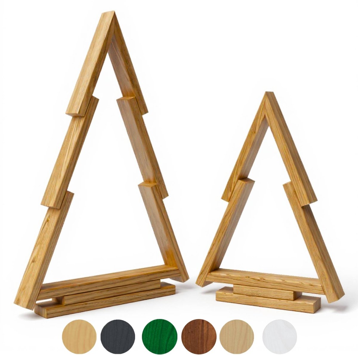 be4nature Houten Kerstboom Set 2 stuks (38 & 55 cm) - Lichtbruin, Rustieke Kerstversiering