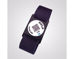 NIEUWE UITVOERING, krasbestendige QR code. Elastische sporters en survival SOS Armband, Stijlvol Zwart voor volwassenen. 16 cm Maak van hulpverleners geen spoorzoekers wanneer je geen telefoon of identificatie bij je hebt. NFC scanbaar