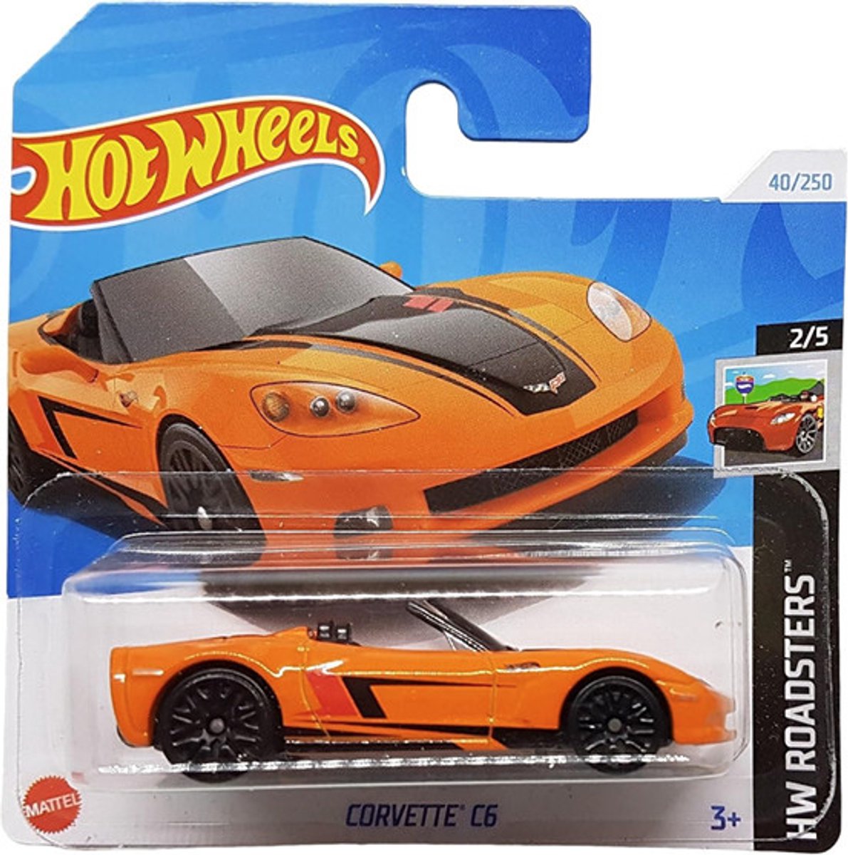 HOT WHEELS CORVETTE C6 ORANGE 40/250 1:64 HW ROADSTERS 2/5 SHORT CARD