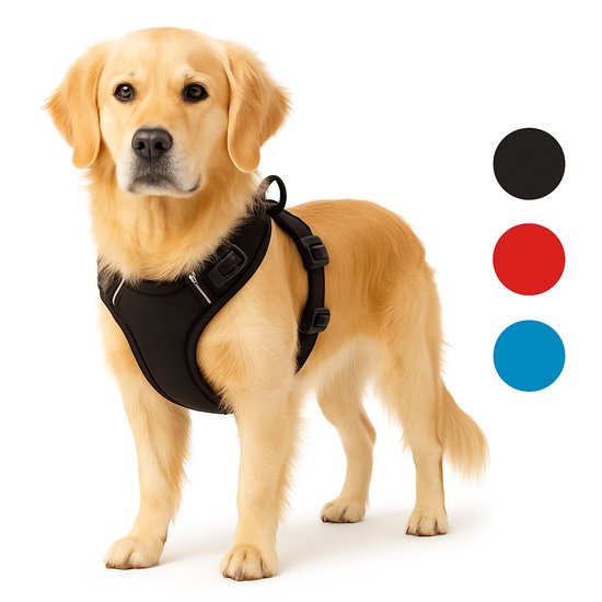 Harnas hond – honden tuigje – harnas hond anti trek – hondentuigjes – hondentuig anti trek – Flamingo Balou – zwart – maat XL – A:46-76cm B:80-105cm