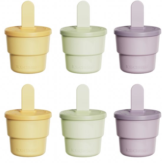 ZYLARO Siliconen IJsjeshouders - Ijsvormpjes - set van 6x80ml Ijslolly Vormen - 100% BPA vrij - Groen/Geel/Paars