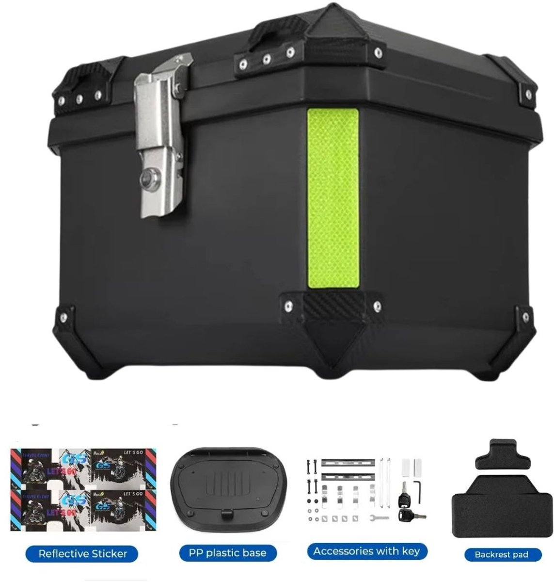 Serolux® - Motor - 45L Aluminium Motorfiets Kofferbak – Motor Bagagebak - Motor Topkoffer - Waterdichte Bagagekoffer met Snelsluiting en Schokabsorptie – Rugkussen voor extra zitcomfort - 44 × 40 × 34 cm - Zwart