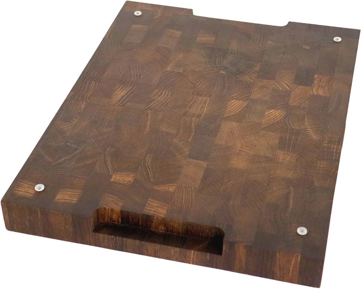 Set van 2 hakblokken met houten standaard | Handgemaakte snijplank met handgrepen | Antibacteriële keukenplank met antislip voetjes — cadeau in Kookcadeaus - foto 4