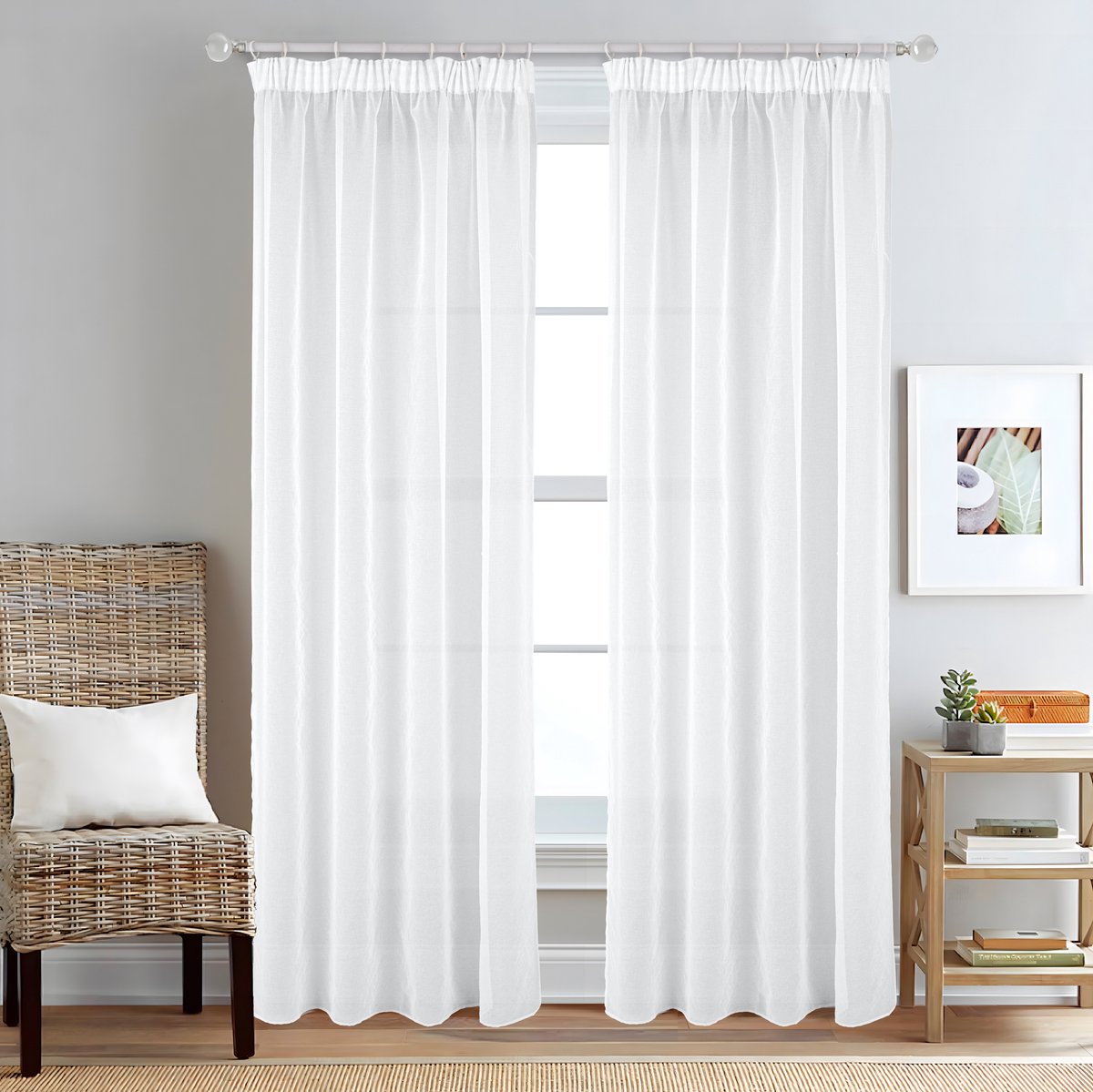 SB Line Transparante Vitrage Gordijn – 140 x 260 cm – Met Plooiband – Wit