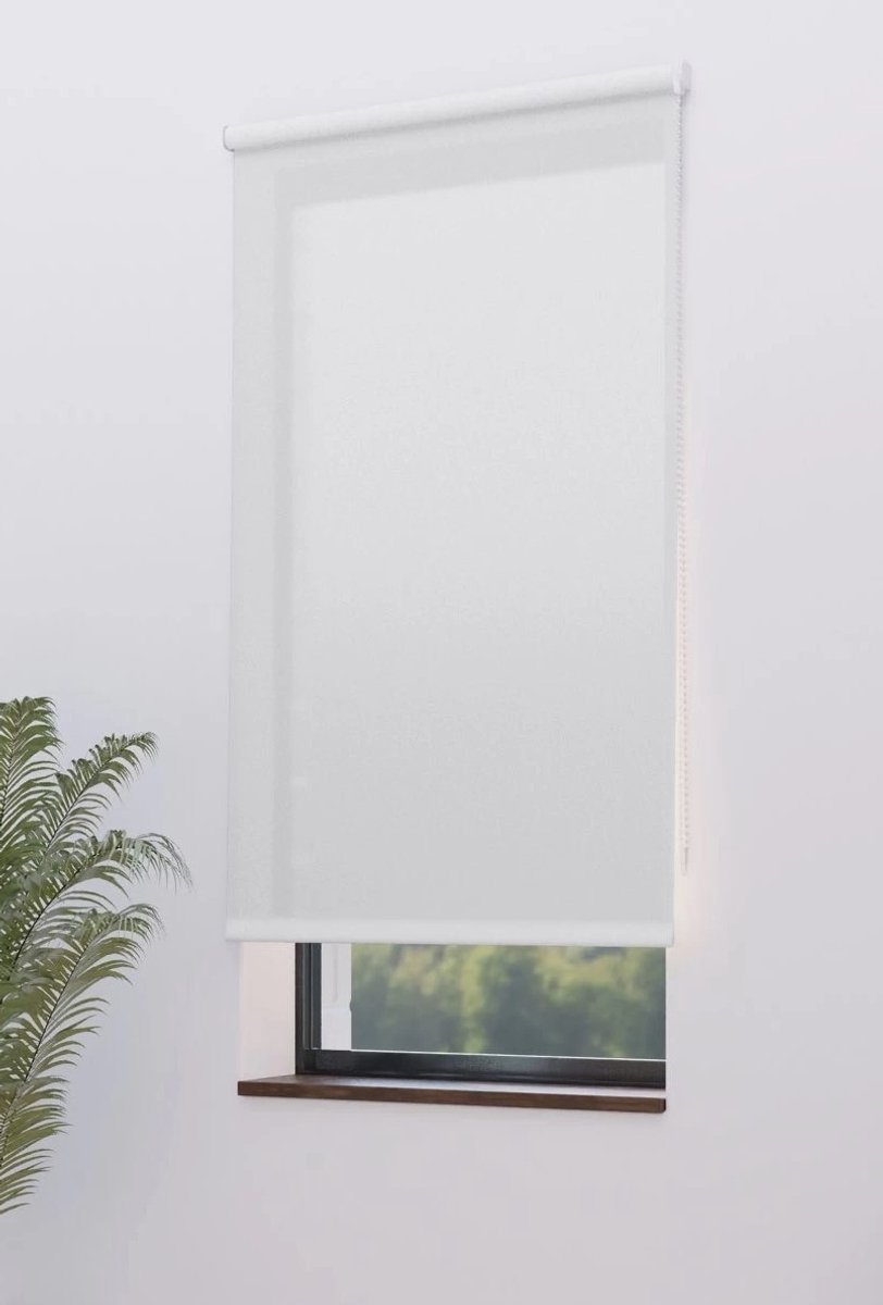 Rolgordijn - Lichtdoorlatend - Wit - B 150 x H 190 cm - Madécostore.