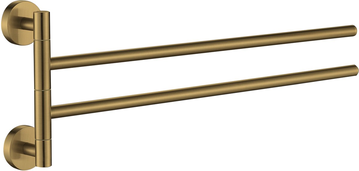 Plieger vigo handdoekhouder - handdoekhouder badkamer 45 cm - dubbel - rvs - wandmontage - 10 jaar garantie - geborsteld goud