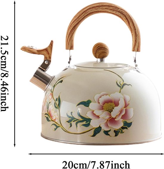 Vintage geëmailleerde waterkoker voor fornuis - waterkoker met bloemen - cadeau voor theeliefhebbers - decoratie boerderij keuken
