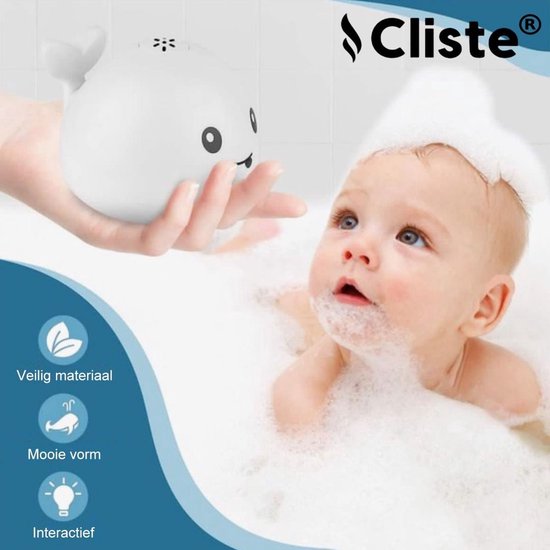 Cliste Mini de Badwalvis - Badspeelgoed - Grijs - Lichtjes - Vis Spuit Water - Badspeeltjes - Voor in bad - Fish Spray Water - bad walvis - Waterspeelgoed - Speelgoed - Fish Bath Toy - Sensor Fontein van Merkloos — afbeelding 2
