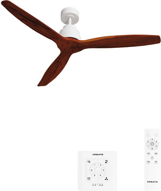 Plafondventilator WIND STYLANCE 40W stil 6 snelheden wit/donker hout, verstelbaar, afstandsbediening, Ø132 cm