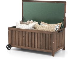 Imperatoris - Opbergbox met Wielen - Tuinkussenbox - Waterdichte Tuinbox met Deksel en Handvat - Opbergdoos - Opbergboxen voor Buiten - Tuinmeubelen - Hout Opbergboxen - 213 Liter - 114 x 58,5 x 51 cm - Bruin
