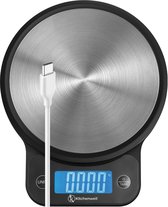 Kitchenwell Digitale Precisie Keukenweegschaal – Weegschaal Keuken - 1gr - 10kg – Tarra Functie - Batterij en USB - Grijs
