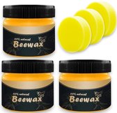 Dutchers® 6-delige Bijenwas Polijstset – 3x 80g per pot – Inclusief 3x Spons – Voor Meubelonderhoud, Houtbescherming en Natuurlijke Glans