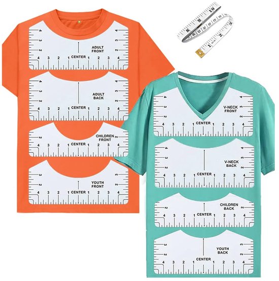 4 Pièces Outils D'Alignement De T-Shirt - Guide De Règle Centrage Sublimation Vinyle