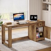 Bol.com TRIBESIGNS Bureau - Computerbureau extra dik houten tafelblad - Computertafel met lade - Bureautafel voor Thuiskantoor -... aanbieding