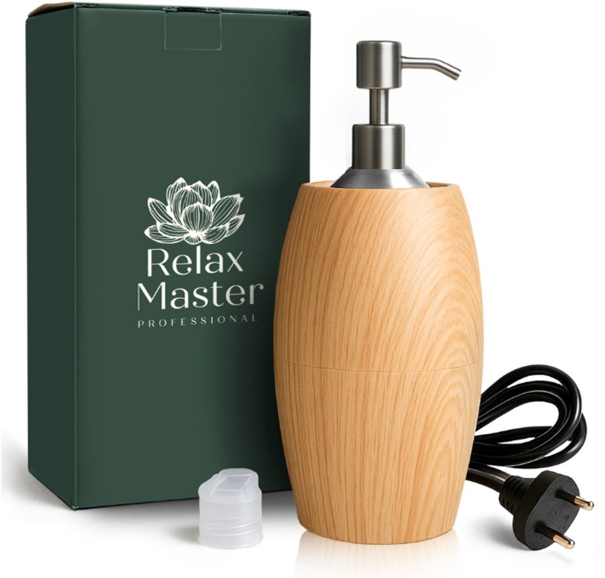 Goedkoopste Relax Master® Massage Olie Verwarmer - Hout-Look Flaming - 250 ml Dispenser - Schenk & Pompsysteem