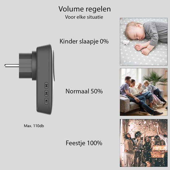 ELRO DB4000PF-P1C2B Draadloze Kinetische Deurbel Set - Belgische Versie - met 2x Plug-in Ontvanger met Stopcontact - Geen Batterijen nodig — afbeelding 4