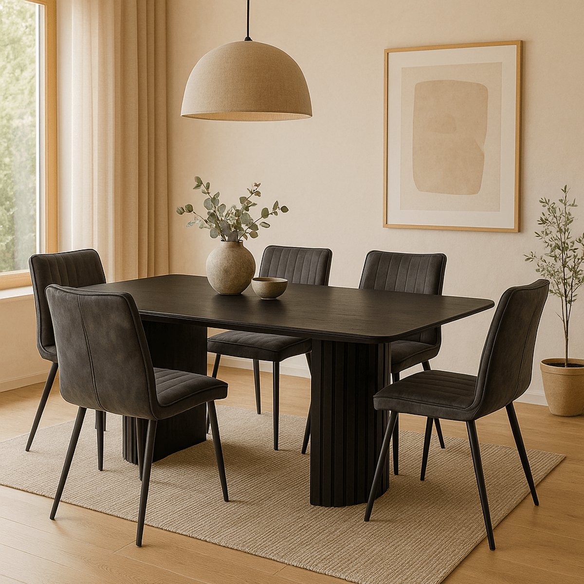 Mangohouten Eettafel Lucia Black 260x120 cm Mahom Industrieel - Dinertafel van Mangohout & Metaal - Industriële Eettafel