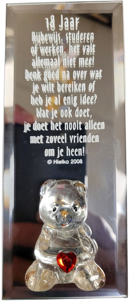 Spiegel met gedicht 18 jaar in geschenkverpakking, verjaardag 18 jaar