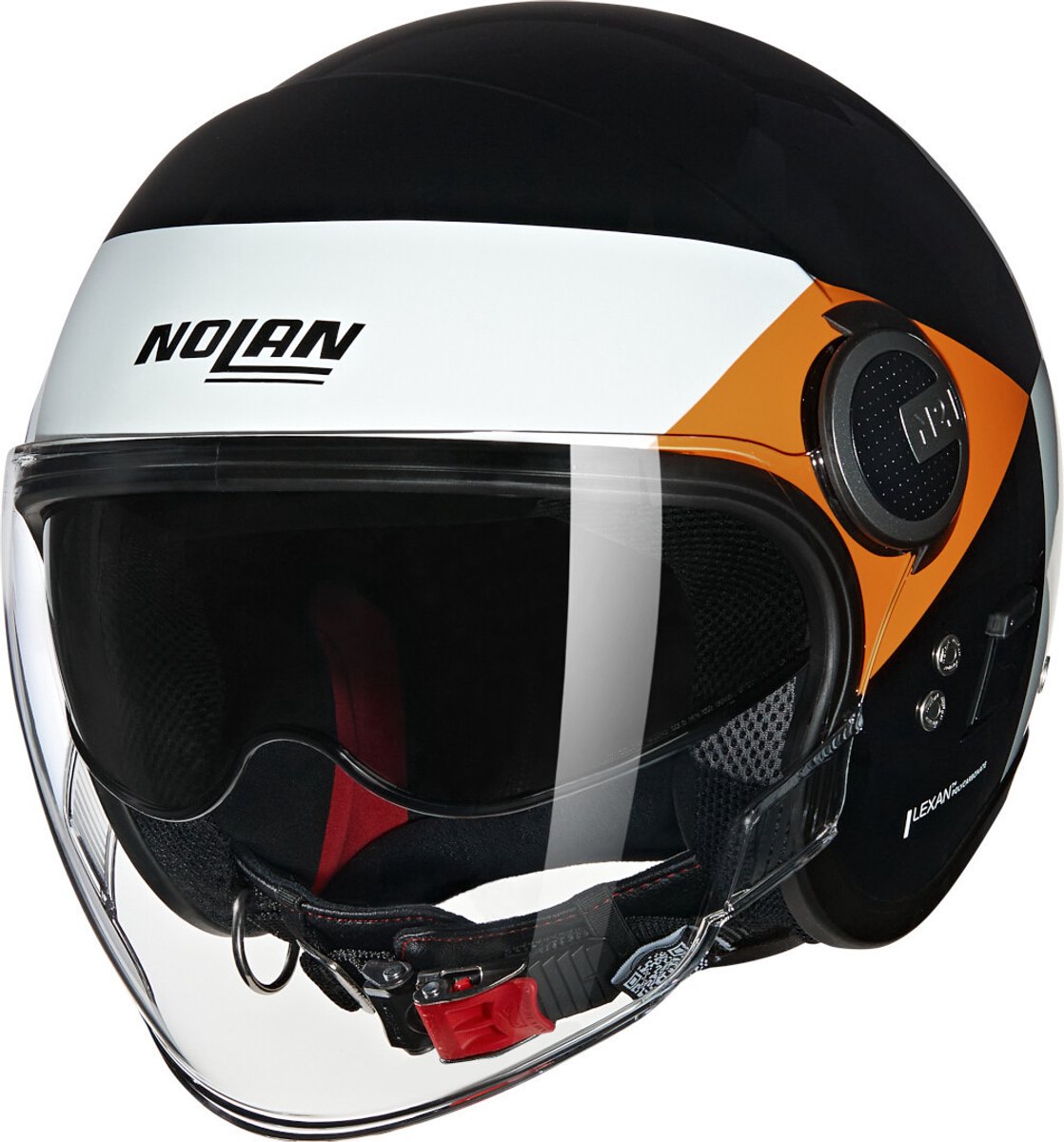 Nolan N21 Visor 06 Onirico 345 Zwart Wit Oranje Glossy Jethelm - Maat M - Helm