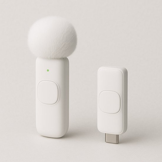 Microphone sans fil pour iPhone et Android – Microphone cravate avec récepteur – Antibruit – Wit – Microphone cravate – Pour vlogging, podcast, YouTube et interviews