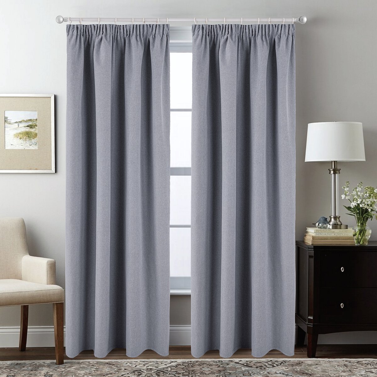 SB Line Verduisterend Gordijn – 140 x 260 cm – 100% Blackout – Met Plooiband – Lichtgrijs melange
