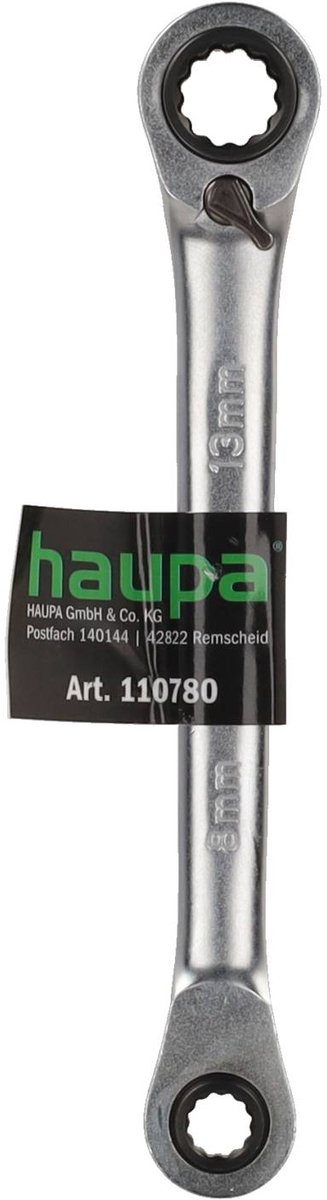 Haupa Ringratelsleutelset 8/10/12/13 - Fijnvertande ratelmechanisme met 72 tanden - Omschakelbare draairichting - Hoogwaardig chroom-vanadium staal