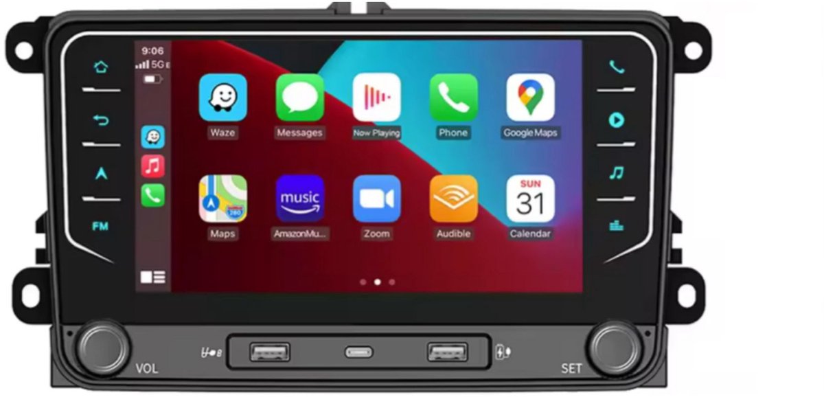 Navigatiesysteem auto met scherm - autoradio geschikt voor CarPlay en Android auto - bluetooth radio - geschikt voor Volkswagen Passat 2005-2015
