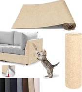Tapis griffoir autocollant Chats 40 x 200 cm - Résistant et respectueux des chats - Protection anti-griffures pour Canapés et Meubles - Beige