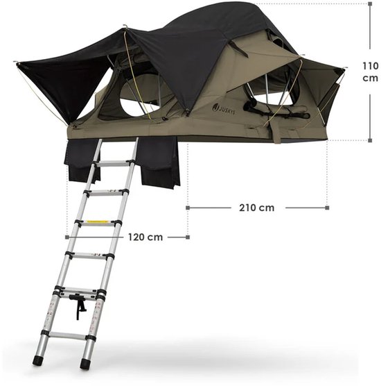 Daktent Lago - 2-persoons - Incl. Matras - Zwart / Kaki — afbeelding 5