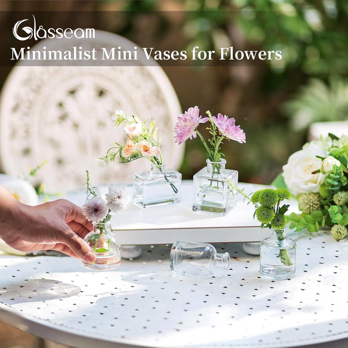 Glasseam Kleine Bud Vaas voor Bloemen: Glazen vazen voor Decor Grijze vaas Set van 5 voor Home Centrepiece Wedding Party Woonkamer Eettafel Decoraties - Mini Vaas voor Bloemen Planten Snijden Glasseam Kleine Bud Vaas voor Bloemen: Glazen vazen voor Decor Grijze vaas Set van 5 voor Home Centrepiece Wedding Party Woonkamer Eettafel Decoraties - Mini Vaas voor Bloemen Planten Snijden