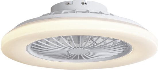 QAZQA clemo - Stille LED Plafondventilator met Verlichting | Lamp en Afstandsbediening - 1 lichts - Ø 48.5 cm - Wit - Woonkamer | Slaapkamer | Keuken
