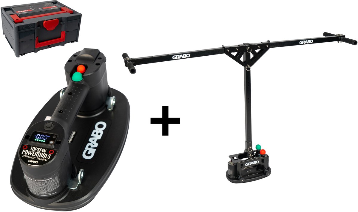 GRABO Pro in Koffer + GRABO Erguo T-Lift - Elektrische draagbare vacuümzuiger - Handgereedschap - Hefvermogen 120 kg