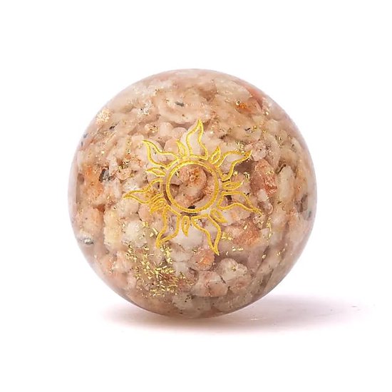 Sphère d'orgonite pierre de soleil avec soleil