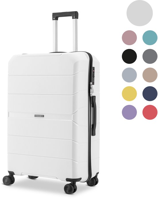 SKYCASES Urban Adventurer - Handbagage Koffer - Cijferslot - 44L - Spinner wielen - Reiskoffer met Kofferslot - Lichtgewicht Trolley - Wit- V2